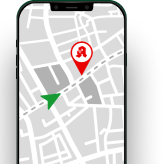 Smartphone mit Kartennavigation zu einer Apotheke